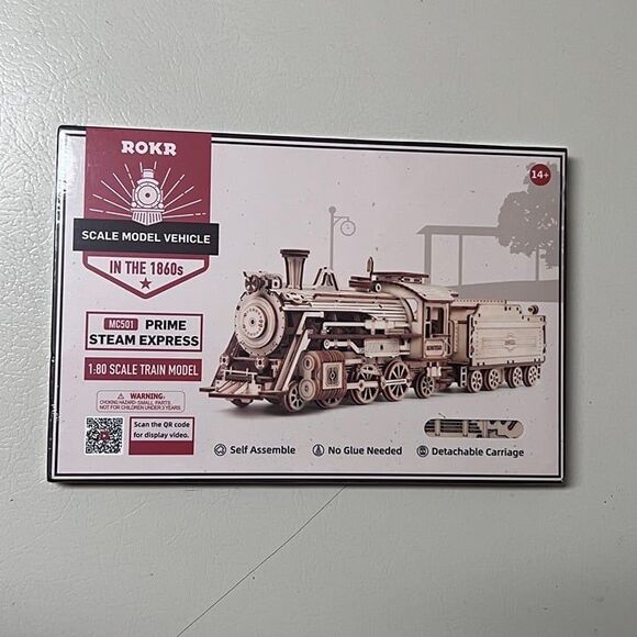 3D Wooden Puzzle Mechanical Train 1:80 Scale MC501-Prime Steam Express - Picture 1 of 5